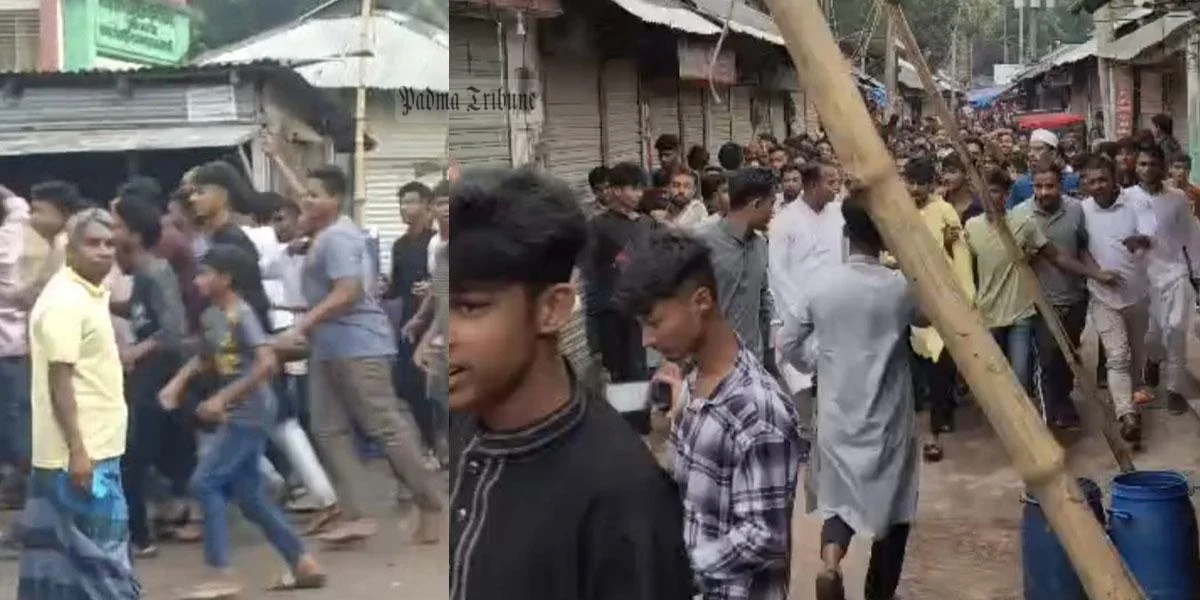 নোয়াখালীর সদর উপজেলায় ছাত্রলীগের মিছিল। ছবি: ভিডিও থেকে নেওয়া